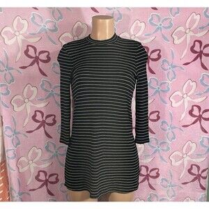 amuse society black striped longsleeve mini dress size small